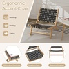image:imageGiantex Woven Accent Chair Boho Mid Century Modern Armless Accent Chair wNylon Backrest amp Seat Teak Wood Frame Comfy Side Reading Chair for Living Room Bedroom Indoor Outdoor Light BrownBlack