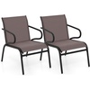 image:imageGiantex Outdoor Chairs Set of 2 All Weather Patio Chairs wErgonomic Backrests amp Armrests FastDrying Fabric amp Solid Metal Frame Comfy Furniture for Porch Garden Yard BrownBlackBrownblack
