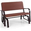 image:imageGiantex Outdoor Gliders for Outside Patio  Porch Glider wSteel Frame Weather Resistance HDPE Back amp Seat 600Lbs Capacity Loveseat 2Seat Rocker for Deck Yard Lawn Outdoor Glider Bench BrownBrown