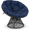 image:imageGiantex Wicker Papasan Chair with Soft Thick Cushion Sturdy Metal Frame Rattan Base 360 Swivel Round Lounge Reading Chair for Living Room Bedroom Patio Indoor Outdoor Use GreenNavy Blue