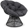 image:imageGiantex Wicker Papasan Chair with Soft Thick Cushion Sturdy Metal Frame Rattan Base 360 Swivel Round Lounge Reading Chair for Living Room Bedroom Patio Indoor Outdoor Use GreenGrey