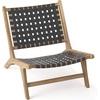 image:imageGiantex Woven Accent Chair Boho Mid Century Modern Armless Accent Chair wNylon Backrest amp Seat Teak Wood Frame Comfy Side Reading Chair for Living Room Bedroom Indoor Outdoor Light BrownBlack