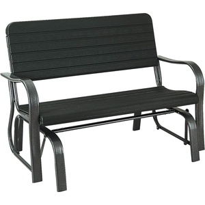 image:imageGiantex Outdoor Gliders for Outside Patio  Porch Glider wSteel Frame Weather Resistance HDPE Back amp Seat 600Lbs Capacity Loveseat 2Seat Rocker for Deck Yard Lawn Outdoor Glider Bench BrownBlack