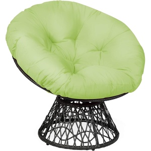 image:imageGiantex Wicker Papasan Chair with Soft Thick Cushion Sturdy Metal Frame Rattan Base 360 Swivel Round Lounge Reading Chair for Living Room Bedroom Patio Indoor Outdoor Use GreenGreen