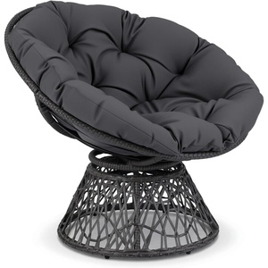 image:imageGiantex Wicker Papasan Chair with Soft Thick Cushion Sturdy Metal Frame Rattan Base 360 Swivel Round Lounge Reading Chair for Living Room Bedroom Patio Indoor Outdoor Use GreenGrey