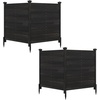 image:imageGiantex 2 Panels Wooden Privacy Fence with Stakes 47 W x 455 H Black  Outdoor Air Conditioner Fence Trash Can Enclosure Pool Equipment Cover Decorative Garden Fence Wood Privacy ScreenBlack
