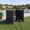 image:imageGiantex 2 Panels Wooden Privacy Fence with Stakes 47 W x 455 H Black  Outdoor Air Conditioner Fence Trash Can Enclosure Pool Equipment Cover Decorative Garden Fence Wood Privacy ScreenBlack
