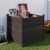 image:imageGiantex 2 Panels Wooden Privacy Fence with Stakes 47 W x 455 H Black  Outdoor Air Conditioner Fence Trash Can Enclosure Pool Equipment Cover Decorative Garden Fence Wood Privacy ScreenBlack