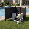 image:imageGiantex 2 Panels Wooden Privacy Fence with Stakes 47 W x 455 H Black  Outdoor Air Conditioner Fence Trash Can Enclosure Pool Equipment Cover Decorative Garden Fence Wood Privacy ScreenBlack
