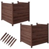 image:imageGiantex 2 Panels Wooden Privacy Fence with Stakes 47 W x 455 H Black  Outdoor Air Conditioner Fence Trash Can Enclosure Pool Equipment Cover Decorative Garden Fence Wood Privacy ScreenBrown