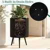 image:imageGiantex 20 Inch Plant Pot with Stand Set of 2 MidCentury Modern Fluted Planter with Builtin Drainage Holes Metal Flower Pot with Tapered Legs for Living Room Office Porch Garden165 x 165 x 22