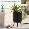 image:imageGiantex 20 Inch Plant Pot with Stand Set of 2 MidCentury Modern Fluted Planter with Builtin Drainage Holes Metal Flower Pot with Tapered Legs for Living Room Office Porch Garden14 x 14 x 21