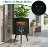 image:imageGiantex 20 Inch Plant Pot with Stand Set of 2 MidCentury Modern Fluted Planter with Builtin Drainage Holes Metal Flower Pot with Tapered Legs for Living Room Office Porch Garden14 x 14 x 21