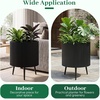 image:imageGiantex 20 Inch Plant Pot with Stand Set of 2 MidCentury Modern Fluted Planter with Builtin Drainage Holes Metal Flower Pot with Tapered Legs for Living Room Office Porch Garden195 x 195 x 23