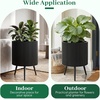 image:imageGiantex 20 Inch Plant Pot with Stand Set of 2 MidCentury Modern Fluted Planter with Builtin Drainage Holes Metal Flower Pot with Tapered Legs for Living Room Office Porch Garden165 x 165 x 22