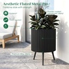 image:imageGiantex 20 Inch Plant Pot with Stand Set of 2 MidCentury Modern Fluted Planter with Builtin Drainage Holes Metal Flower Pot with Tapered Legs for Living Room Office Porch Garden165 x 165 x 22