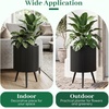 image:imageGiantex 20 Inch Plant Pot with Stand Set of 2 MidCentury Modern Fluted Planter with Builtin Drainage Holes Metal Flower Pot with Tapered Legs for Living Room Office Porch Garden14 x 14 x 21