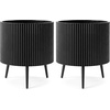 image:imageGiantex 20 Inch Plant Pot with Stand Set of 2 MidCentury Modern Fluted Planter with Builtin Drainage Holes Metal Flower Pot with Tapered Legs for Living Room Office Porch Garden195 x 195 x 23