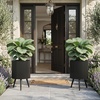 image:imageGiantex 20 Inch Plant Pot with Stand Set of 2 MidCentury Modern Fluted Planter with Builtin Drainage Holes Metal Flower Pot with Tapered Legs for Living Room Office Porch Garden14 x 14 x 21