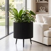image:imageGiantex 20 Inch Plant Pot with Stand Set of 2 MidCentury Modern Fluted Planter with Builtin Drainage Holes Metal Flower Pot with Tapered Legs for Living Room Office Porch Garden195 x 195 x 23