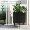 image:imageGiantex 20 Inch Plant Pot with Stand Set of 2 MidCentury Modern Fluted Planter with Builtin Drainage Holes Metal Flower Pot with Tapered Legs for Living Room Office Porch Garden195 x 195 x 23