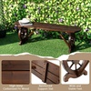image:imageGiantex 2Person Wooden Outdoor Bench with Wagon Wheel Legs Slatted Seat Rustic Country Design 710 Lbs Weight Capacity 45 Patio Bench for Porch Lawn Backyard Park Garden Brown47