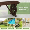 image:imageGiantex 2Person Wooden Outdoor Bench with Wagon Wheel Legs Slatted Seat Rustic Country Design 710 Lbs Weight Capacity 45 Patio Bench for Porch Lawn Backyard Park Garden Brown47
