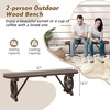 image:imageGiantex 2Person Wooden Outdoor Bench with Wagon Wheel Legs Slatted Seat Rustic Country Design 710 Lbs Weight Capacity 45 Patio Bench for Porch Lawn Backyard Park Garden Brown47