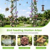 image:imageGiantex 84 Garden Arbor with Bird Feeding Station Metal Arch Trellis with 7 Hanging Hooks Detachable Mesh Trays and Water Bowl Outdoor Archway for Climbing Plants Backyard and Garden Decor