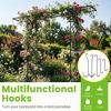 image:imageGiantex 84 Garden Arbor with Bird Feeding Station Metal Arch Trellis with 7 Hanging Hooks Detachable Mesh Trays and Water Bowl Outdoor Archway for Climbing Plants Backyard and Garden Decor