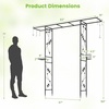 image:imageGiantex 84 Garden Arbor with Bird Feeding Station Metal Arch Trellis with 7 Hanging Hooks Detachable Mesh Trays and Water Bowl Outdoor Archway for Climbing Plants Backyard and Garden Decor