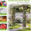 image:imageGiantex 84 Garden Arbor with Bird Feeding Station Metal Arch Trellis with 7 Hanging Hooks Detachable Mesh Trays and Water Bowl Outdoor Archway for Climbing Plants Backyard and Garden Decor