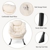 image:imageGiantex Lazy Chair with Ottoman Accent Sofa Chair with Folding Footrest Side Storage Pocket Upholstered Leisure Lounge Armchair with Stool for Bedroom Living Room Office BlueBeige