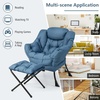 image:imageGiantex Lazy Chair with Ottoman Accent Sofa Chair with Folding Footrest Side Storage Pocket Upholstered Leisure Lounge Armchair with Stool for Bedroom Living Room Office BlueNavy