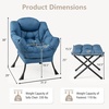 image:imageGiantex Lazy Chair with Ottoman Accent Sofa Chair with Folding Footrest Side Storage Pocket Upholstered Leisure Lounge Armchair with Stool for Bedroom Living Room Office BlueNavy