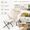 image:imageGiantex Lazy Chair with Ottoman Accent Sofa Chair with Folding Footrest Side Storage Pocket Upholstered Leisure Lounge Armchair with Stool for Bedroom Living Room Office BlueBeige