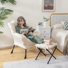 image:imageGiantex Lazy Chair with Ottoman Accent Sofa Chair with Folding Footrest Side Storage Pocket Upholstered Leisure Lounge Armchair with Stool for Bedroom Living Room Office BlueBeige