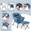 image:imageGiantex Lazy Chair with Ottoman Accent Sofa Chair with Folding Footrest Side Storage Pocket Upholstered Leisure Lounge Armchair with Stool for Bedroom Living Room Office BlueNavy