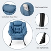 image:imageGiantex Lazy Chair with Ottoman Accent Sofa Chair with Folding Footrest Side Storage Pocket Upholstered Leisure Lounge Armchair with Stool for Bedroom Living Room Office BlueNavy