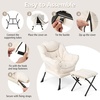 image:imageGiantex Lazy Chair with Ottoman Accent Sofa Chair with Folding Footrest Side Storage Pocket Upholstered Leisure Lounge Armchair with Stool for Bedroom Living Room Office BlueBeige