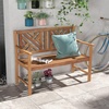 image:imageGiantex Outdoor Wooden Bench 2Person Patio Garden Loveseat  Patio Bench with Armrests and Backrest Acacia Wood Garden Bench Seating for Backyard Front Porch and Park 800 lbs Max LoadGeometric Back