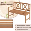 image:imageGiantex Outdoor Wooden Bench 2Person Patio Garden Loveseat  Patio Bench with Armrests and Backrest Acacia Wood Garden Bench Seating for Backyard Front Porch and Park 800 lbs Max LoadClassic Cross Back