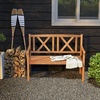 image:imageGiantex Outdoor Wooden Bench 2Person Patio Garden Loveseat  Patio Bench with Armrests and Backrest Acacia Wood Garden Bench Seating for Backyard Front Porch and Park 800 lbs Max LoadClassic Cross Back