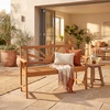image:imageGiantex Outdoor Wooden Bench 2Person Patio Garden Loveseat  Patio Bench with Armrests and Backrest Acacia Wood Garden Bench Seating for Backyard Front Porch and Park 800 lbs Max LoadSunburst Back