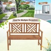image:imageGiantex Outdoor Wooden Bench 2Person Patio Garden Loveseat  Patio Bench with Armrests and Backrest Acacia Wood Garden Bench Seating for Backyard Front Porch and Park 800 lbs Max LoadGeometric Back