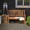 image:imageGiantex Outdoor Wooden Bench 2Person Patio Garden Loveseat  Patio Bench with Armrests and Backrest Acacia Wood Garden Bench Seating for Backyard Front Porch and Park 800 lbs Max LoadGeometric Back