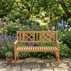 image:imageGiantex Outdoor Wooden Bench 2Person Patio Garden Loveseat  Patio Bench with Armrests and Backrest Acacia Wood Garden Bench Seating for Backyard Front Porch and Park 800 lbs Max LoadFoldable