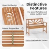 image:imageGiantex Outdoor Wooden Bench 2Person Patio Garden Loveseat  Patio Bench with Armrests and Backrest Acacia Wood Garden Bench Seating for Backyard Front Porch and Park 800 lbs Max LoadSunburst Back