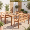 image:imageGiantex Outdoor Wooden Bench 2Person Patio Garden Loveseat  Patio Bench with Armrests and Backrest Acacia Wood Garden Bench Seating for Backyard Front Porch and Park 800 lbs Max LoadOpen XBack
