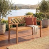 image:imageGiantex Outdoor Wooden Bench 2Person Patio Garden Loveseat  Patio Bench with Armrests and Backrest Acacia Wood Garden Bench Seating for Backyard Front Porch and Park 800 lbs Max LoadVshaped Back